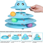 Cat Toy Roller 3-Level Turntable Cat Toy Balls With Three Colorful Balls Yellow and Blue.