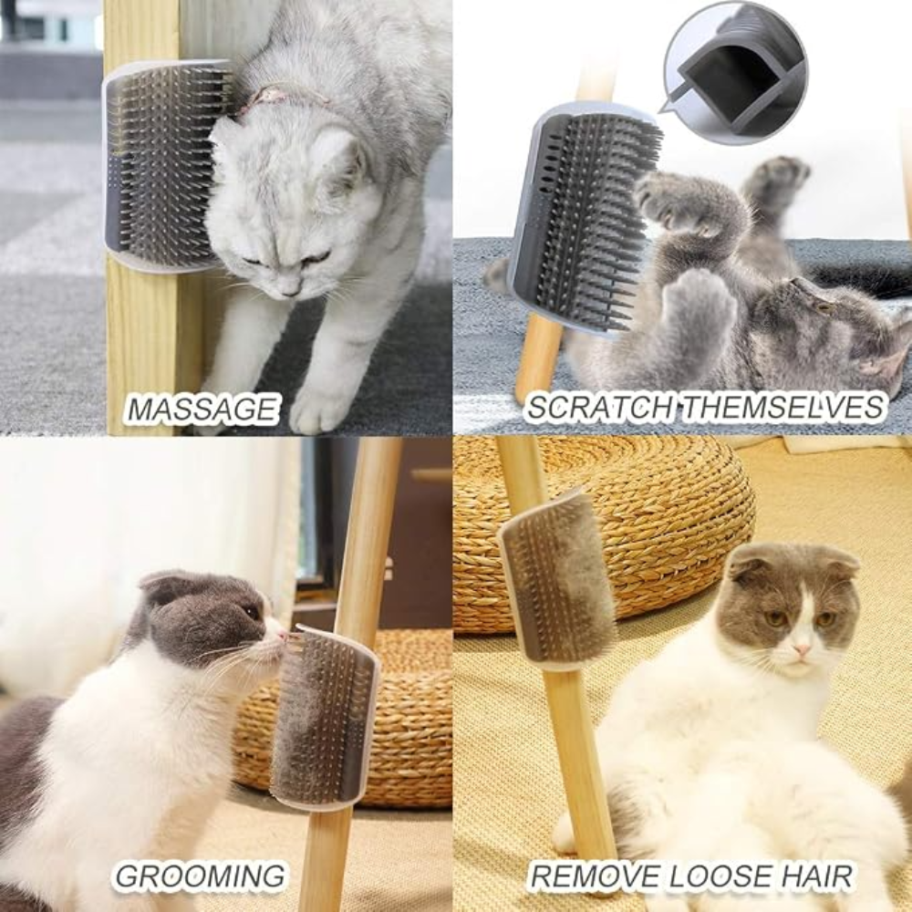 Wall Corner Cat Brush with Catnip