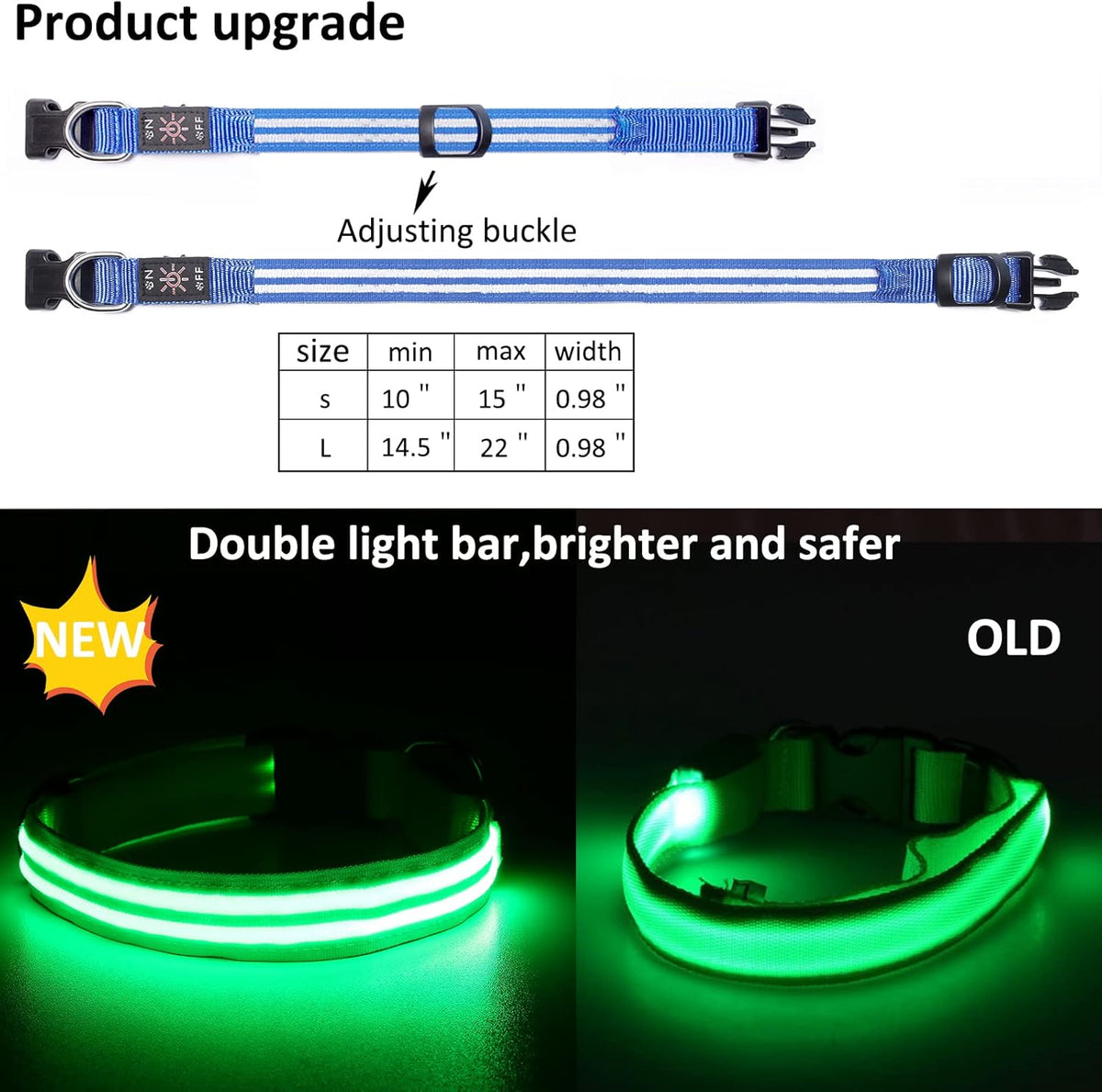 GERMPLASM DOG LED COLLAR SMALL GREEN.