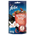 Felix cat treats packaging with a cat on a white background