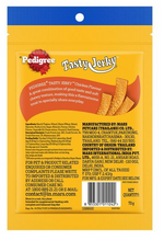 Pedigree Tasty Jerky packaging with yellow background and blue top