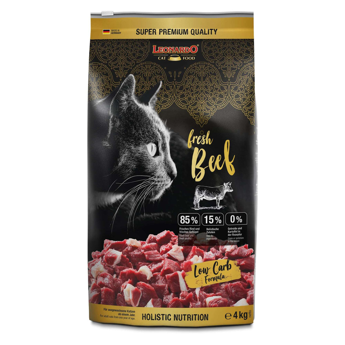 Leonardo GF and holistic Dry Food For adult Cats With Fresh Beef 4 Kg.