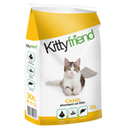 Kittyfriend cat litter packaging with a cat on the label
