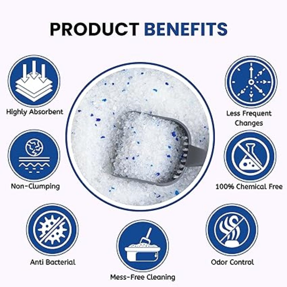 Product benefits of a cleaning product with icons and text on a white background