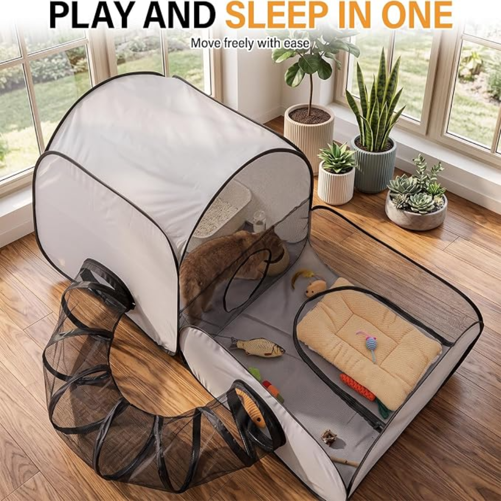 3-in-1 Cat Playpen with Surround Tunnel, Portable Cat and Dog Play Pens for Indoor Size 160*75*80 Cm Petfast.shop Generic Carriers & Travel Accessories Cat Dog Supplies petfast.shop Egypt P-I6823S Default Title 2500.00