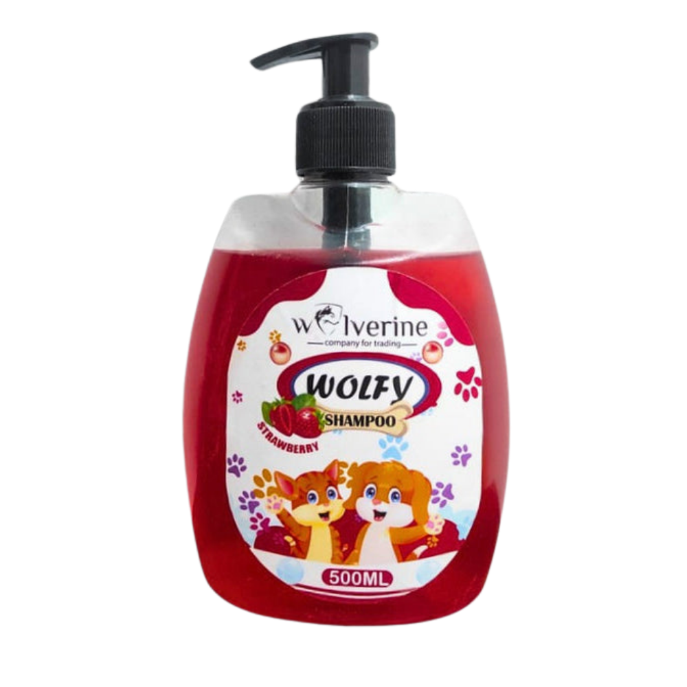 WOLFY SHAMPOO STRAWBERRY ANTI FLEA / TICK 500 ML.
