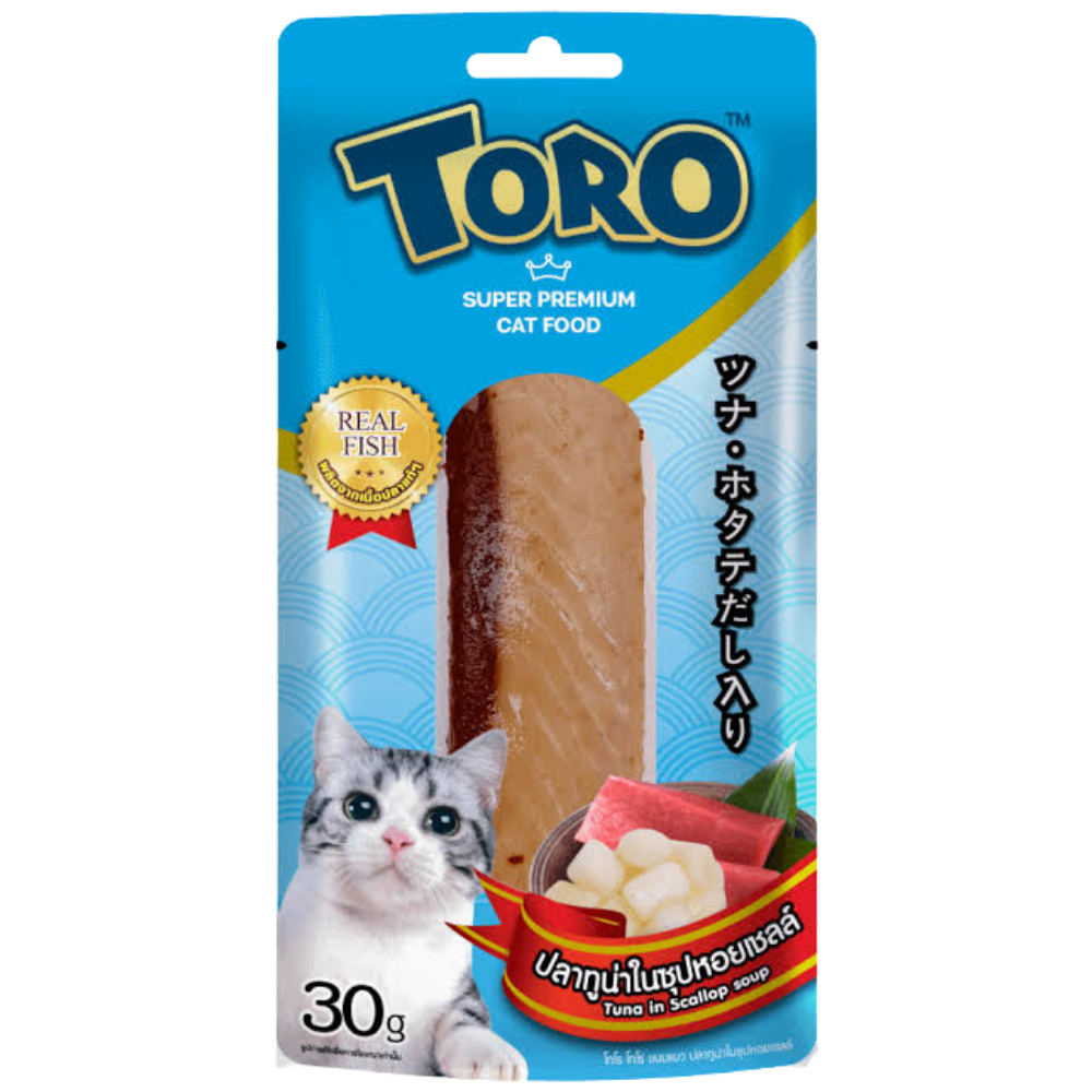 Toro cat food package with a cat on the label