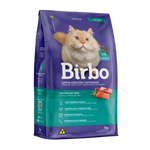Purple bag of Birbo cat food for sterilized cats with a cat on the label