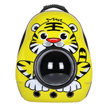 Pet carrier with a tiger design on a yellow background