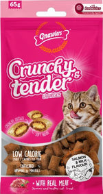 Gnawlers Crunchy & Tender Cat Treats Salmon & Milk 65g