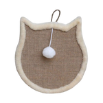 Cat-shaped toy with a white ball on a white background