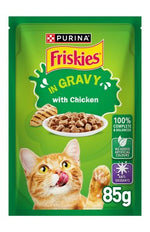 Friskies Chicken Chunks in Gravy Wet Cat Food Pouch 85g.