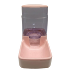Pink and gray pet feeder on a white background