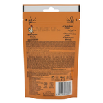 Orange packaging with text and a barcode on a white background