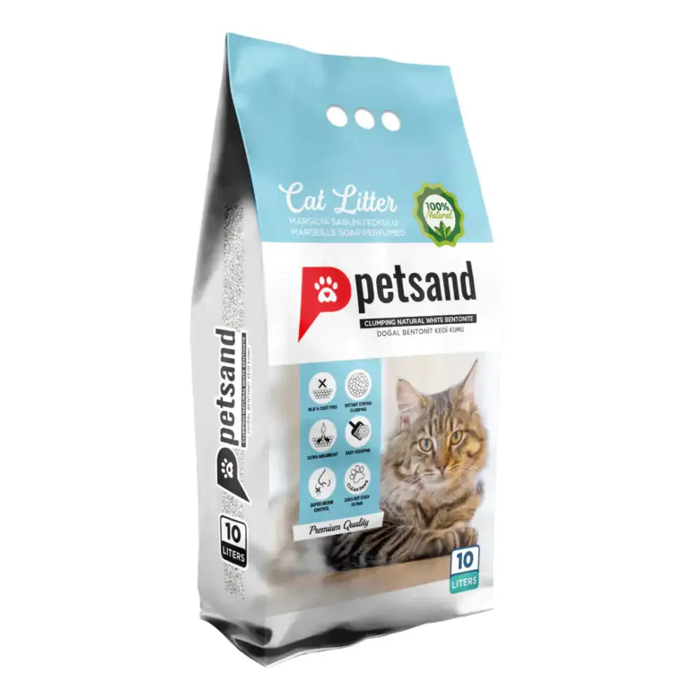 Petsand White Bentonite Clumping Cat Litter Marseille Soap Scent 5 L.