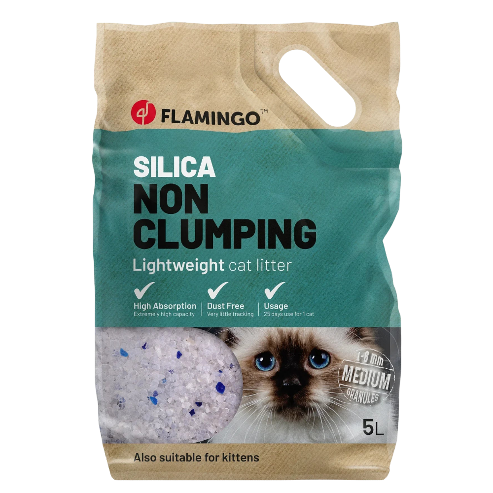 Crystal Flamingo Cat Litter Silica Medium Grains 5L.
