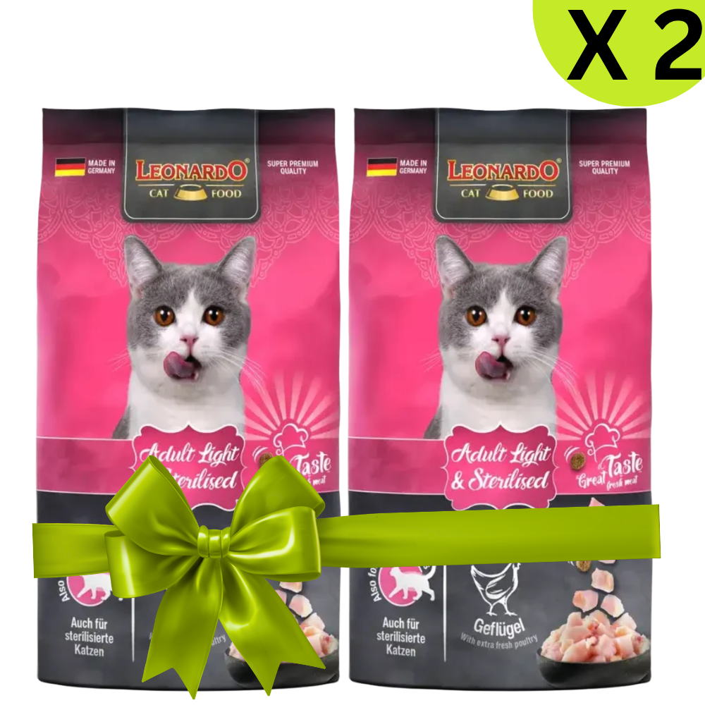 Buy 1 + 1 FREE Leonardo Dry Food For Adult Cats Light and Sterilised With Poultry 1.8 Kg Petfast.shop Leonardo Bundles Cat Dry Food Exclude Food petfast.shop EgyptDefault Title 1320.00
