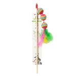Doby Pet Cat Wand Toy with Striped Balls & Feathers