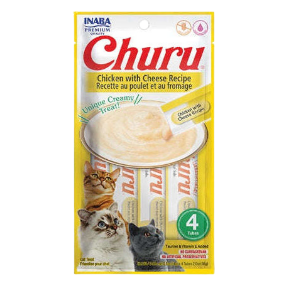 CHURU Creamy Cat Treat Chicken With Cheese 4 Tubes 56g.