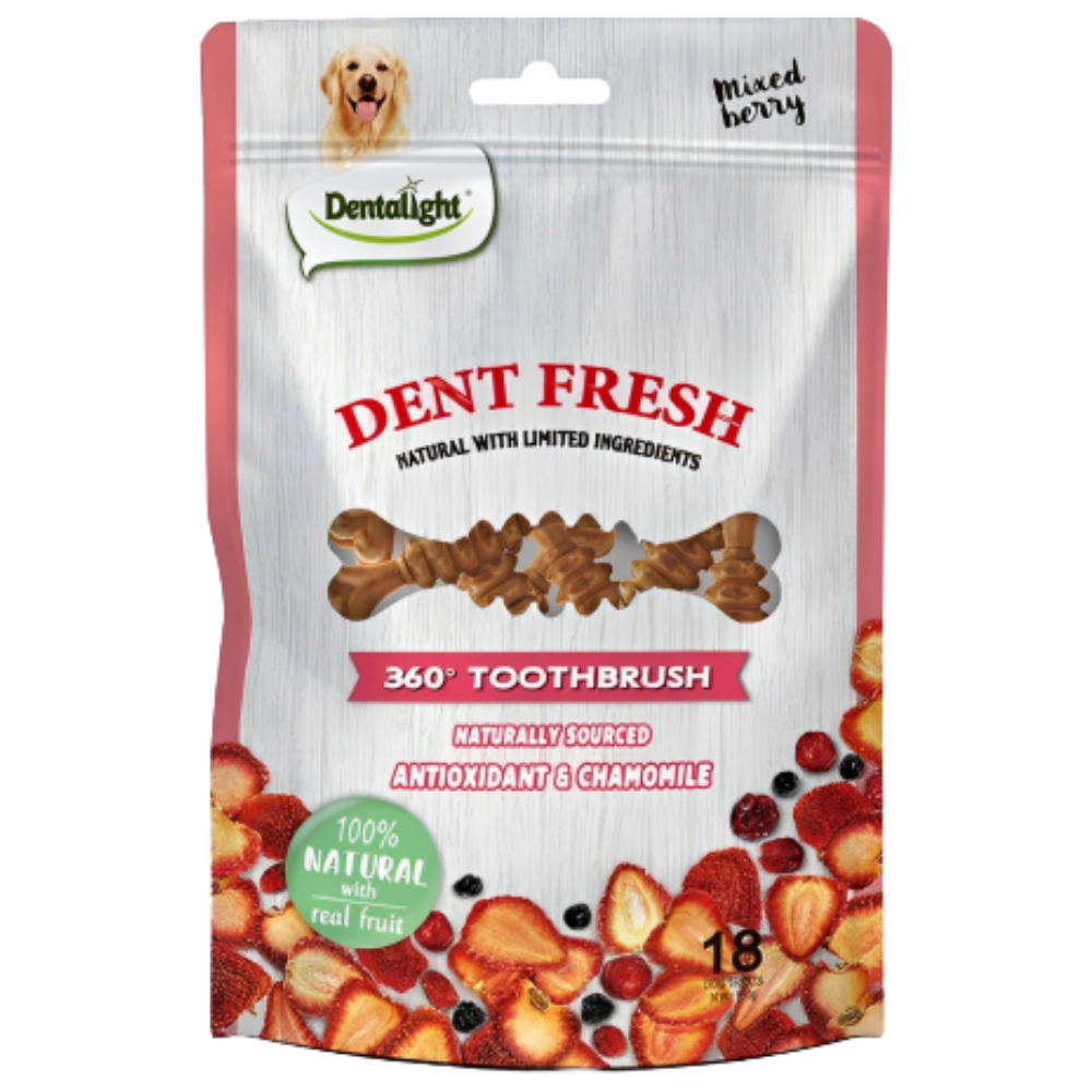 Dentalight Dent Fresh Dog Treat with Mixed Berries 18 Pieces Petfast.shop Dentalight Chewy Treat Dental Treat Dog Exclusive Treats petfast.shop Egypt PDE5953S Default Title 395.00