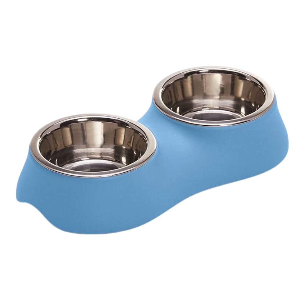 IMac Diva Double Bowl for Pet 0.4+0.4L (32.5*16.5*6.3 Cm) Petfast.shop IMac Bowls & Feeders Cat Dog Supplies petfast.shop EgyptBlue 450.00