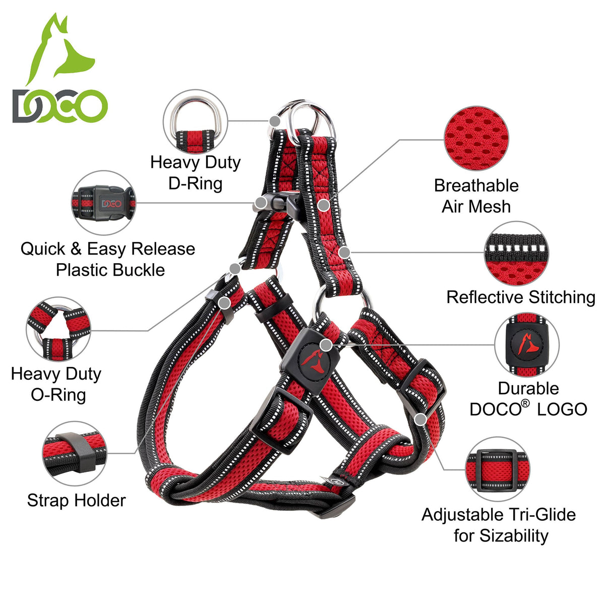 DOCO® Athletica Air Mesh Step-in Dog Harness.