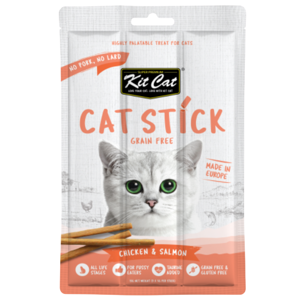 Kit Cat Cat Stick grain-free cat treat packaging on a white background