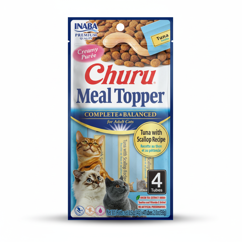 Churu Meal Topper Tuna with Scallop Recipe For Cats Tubes 56g.