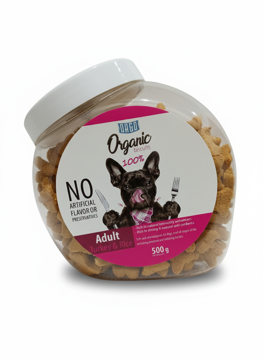 Orgo Organic Biscuits and Crunchy Treats for Dogs - Variety Pack 500g 4 Flavors.