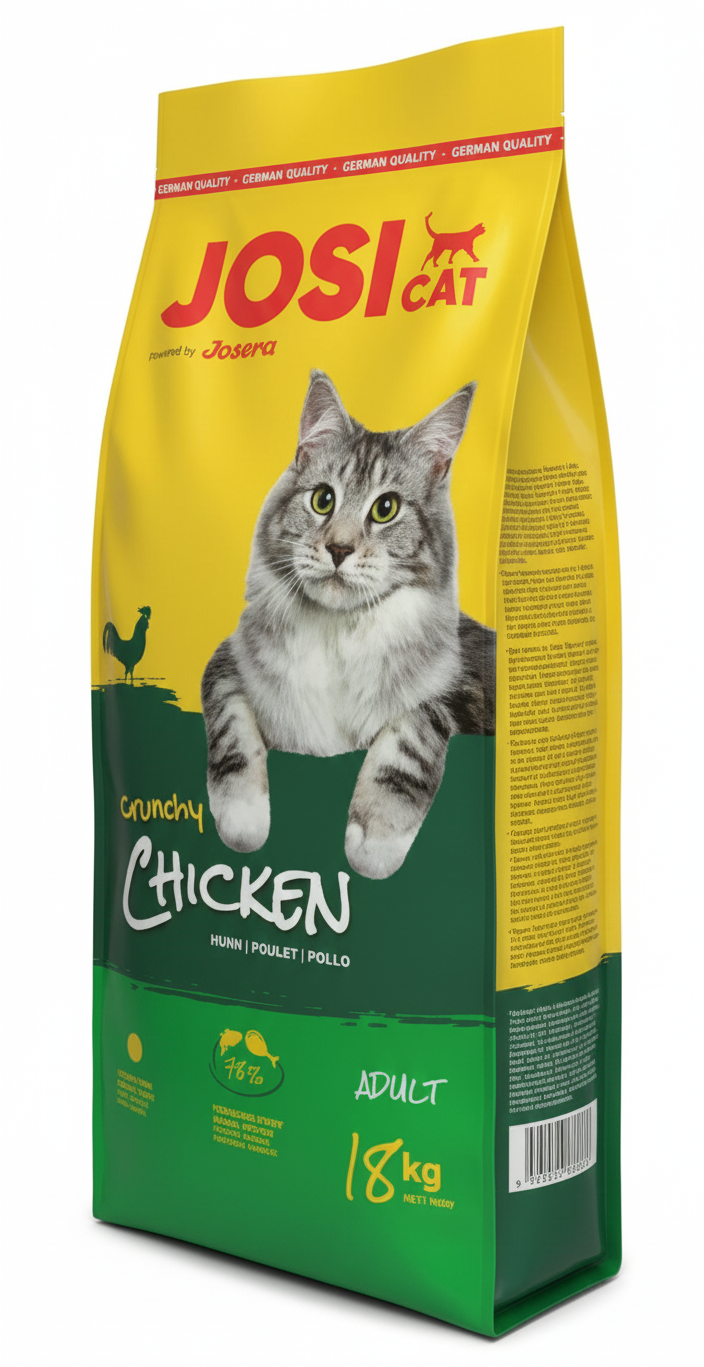 JOSI CAT chicken flavor cat food packaging on a white background
