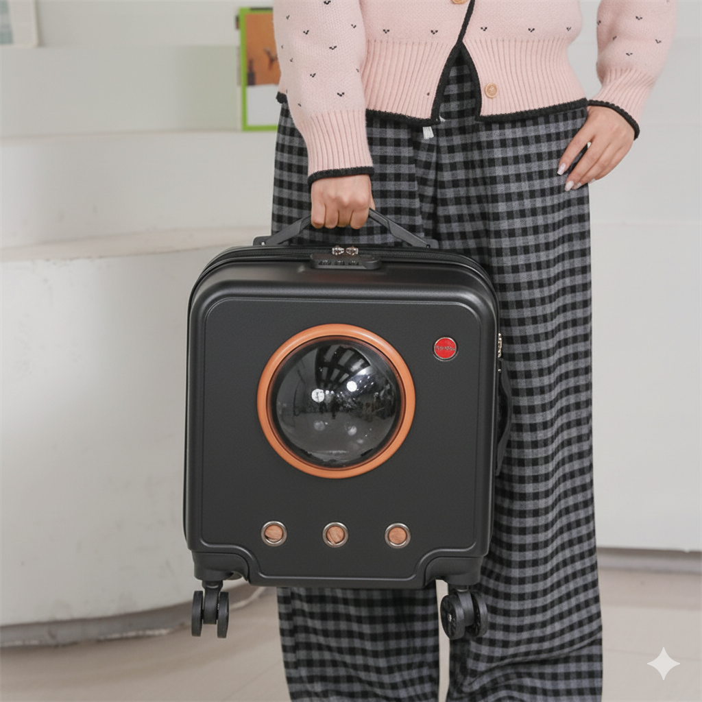 Dog Carriers with Wheels and Handle up to 10 kg Black.