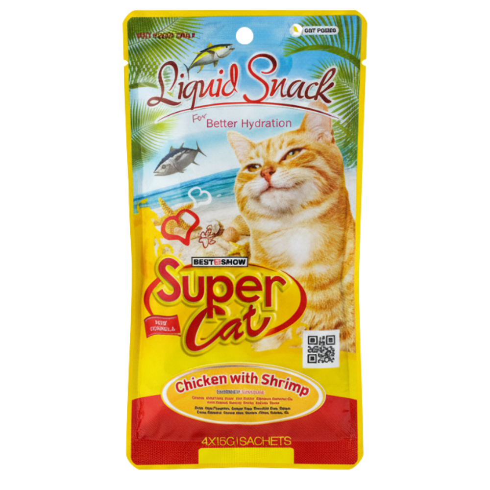 Super Cat Liquid Snack Chicken & Shrimp 4*15g Petfast.shop Super Cat Cat Exclusive Liquid Treat Treats petfast.shop Egypt PSU3955S Default Title 175.00