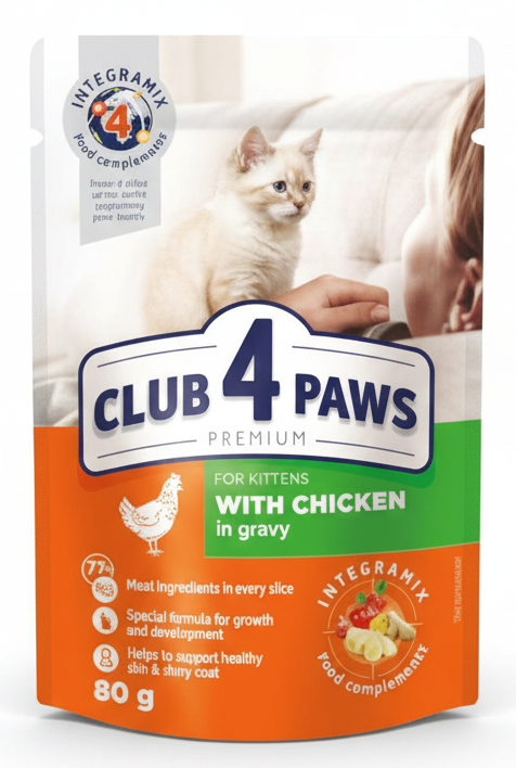 Club 4 Paws Pouch with Chicken in Gravy for Kittens 80 gr