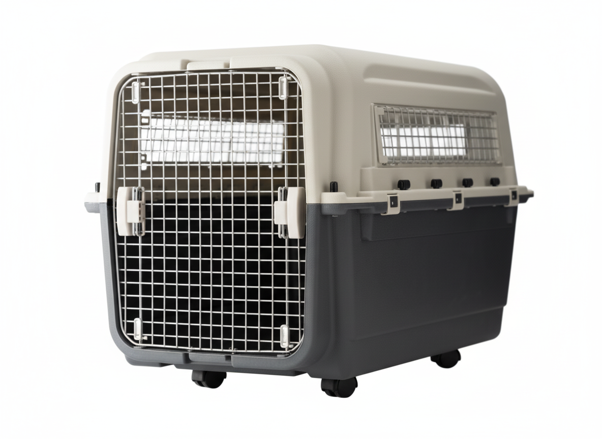 Naomi IATA Pet crate with wheels.