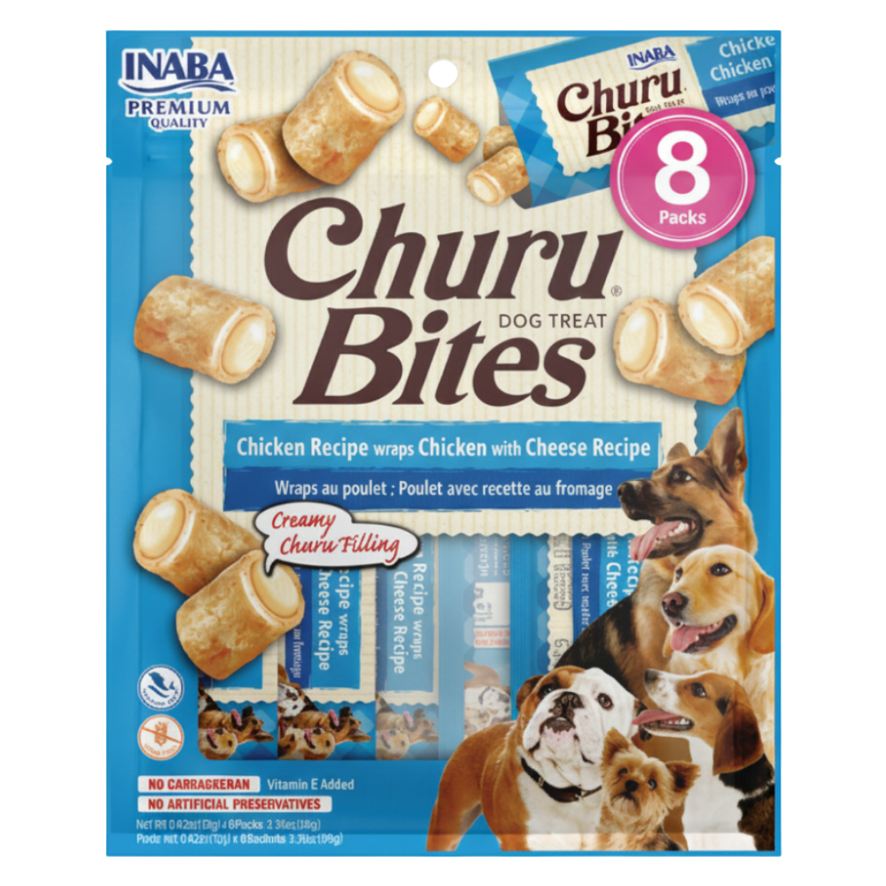 Churu Bites Chicken Recipe wraps Chicken with Cheese Recipe For Dogs 8 Packs.
