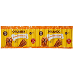 Packaging of Orlando Chewing Sticks with Poultry for dogs, featuring images of a dog and the product on a yellow background.