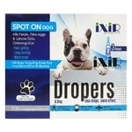 Ixir Dropers packaging for dogs on a white background