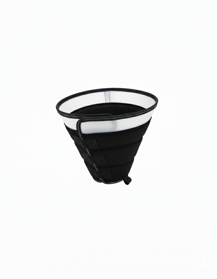 INKZOO Dog Cone Collar for After Surgery Soft Pet Recovery Black size L.