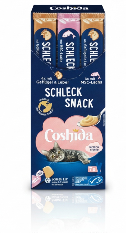 Coshida Creamy Snack Liquid Treat - for cats, with poultry, liver and salmon 7 sticks *16g.