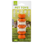 Dog toy with packaging featuring two dogs on grass