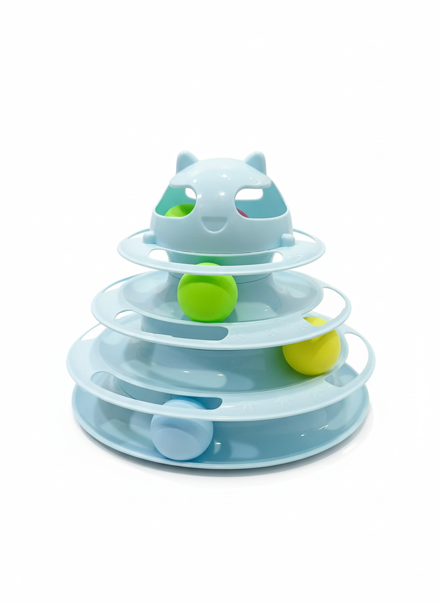 Tower Of Tracks Cat Toy 4 Level For Cats Blue.