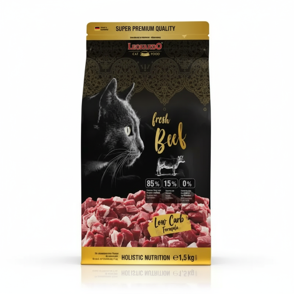 Leonardo GF and holistic Dry Food For adult Cats With Fresh Beef 1.5 Kg.