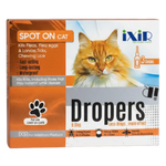 Box of Ixir Dropers for cats on a white background