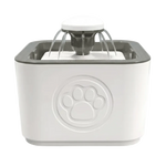 Pet water fountain with a paw design on a white background