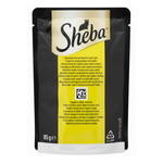 Sheba cat food package on a white background