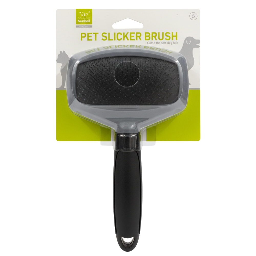 Pet slicker brush on a white background with packaging