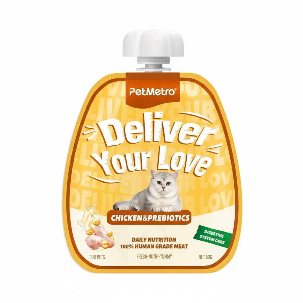 Petmetro Cat Creamy Treat Digestion Chicken and Prebiotics 60g.