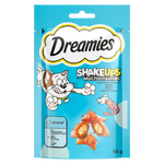 Dreamies Shakeups with Multivitamins cat treat packaging on a white background