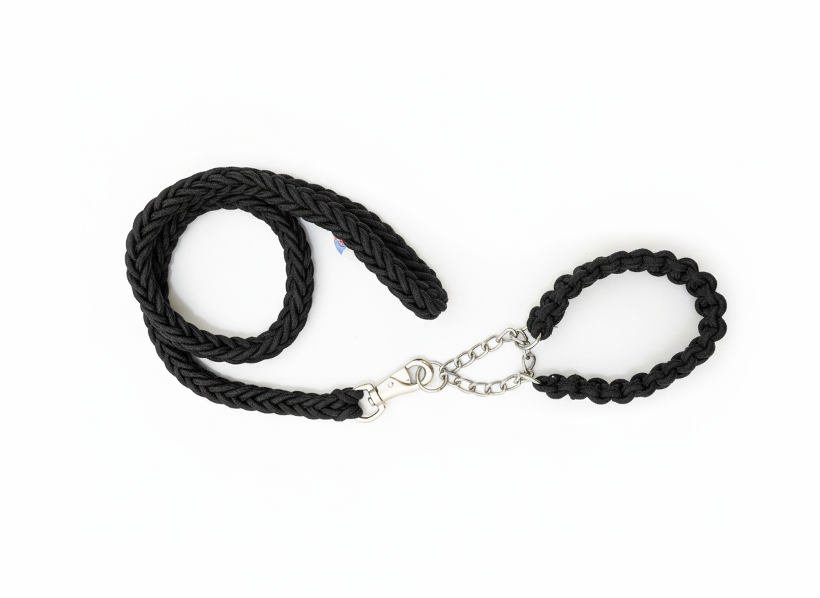 2-in-1 Heavy Duty Adjustable Dog Collar and Braided Loop Leash for Large and Medium Dogs.