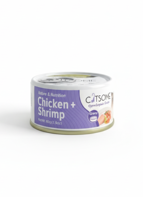 Catsome Grain Free Chicken & Shrimp Cat Canned Food Gravy 80g.